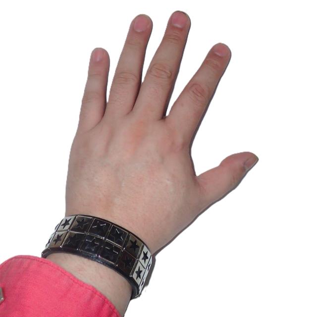 スタッズ 鋲 星 スター 2列 レザーブレスレット ブレスレット アクセサリー バングル リストバンド ロック パンク 黒色 @ < 男性アクセサリー/時計 スタッズ 鋲 星 スター 2列 レザーブレスレット ブレスレット アクセサリー バングル リストバンド ロック パンク 黒色 @ < 男性アクセサリー/時計の