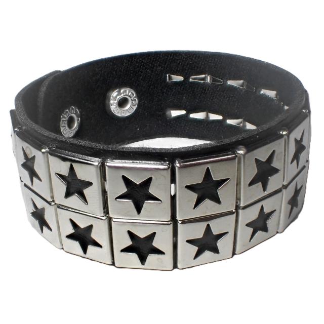 スタッズ 鋲 星 スター 2列 レザーブレスレット ブレスレット アクセサリー バングル リストバンド ロック パンク 黒色 @ < 男性アクセサリー/時計 スタッズ 鋲 星 スター 2列 レザーブレスレット ブレスレット アクセサリー バングル リストバンド ロック パンク 黒色 @ < 男性アクセサリー/時計の