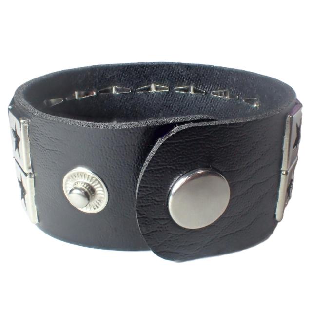 スタッズ 鋲 星 スター 2列 レザーブレスレット ブレスレット アクセサリー バングル リストバンド ロック パンク 黒色 @ < 男性アクセサリー/時計 スタッズ 鋲 星 スター 2列 レザーブレスレット ブレスレット アクセサリー バングル リストバンド ロック パンク 黒色 @ < 男性アクセサリー/時計の