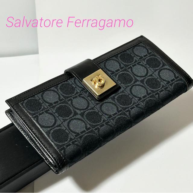 Salvatore Ferragamo �t�F���K�� �K���`�[�j �L�����o�X ���U�[ ��܂� �����z �E�H���b�g �u���b�N  �� �u�����h�� 