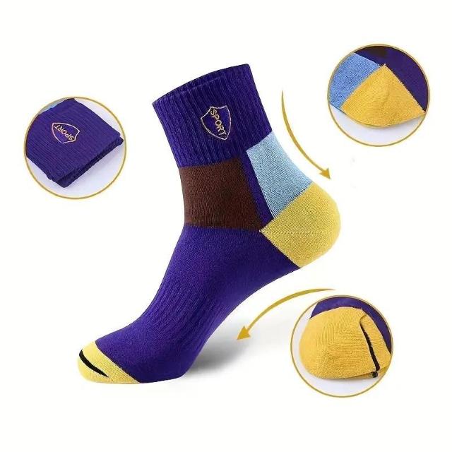 超お買い得690円★メンズ カラーブロック ミッドカーフ スポーツソックス 5/足セット 男女兼用 ワンサイズ < 男性ファッション  超お買い得690円★メンズ カラーブロック ミッドカーフ スポーツソックス 5/足セット 男女兼用 ワンサイズ < 男性ファッションの