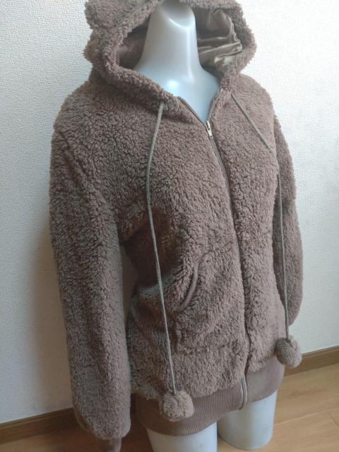 大きいサイズLL クマ耳付きもこもこパーカー。 < 女性ファッション  大きいサイズLL クマ耳付きもこもこパーカー。  < 女性ファッションの