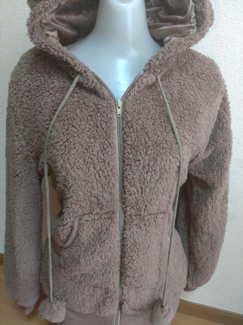 大きいサイズLL クマ耳付きもこもこパーカー。 < 女性ファッション  大きいサイズLL クマ耳付きもこもこパーカー。 < 女性ファッションの