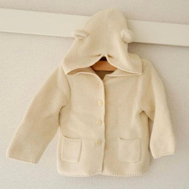 大人気 BABY GAPくま耳ニット アウター コート アイボリー 90 ベビー < ブランド 大人気 BABY GAPくま耳ニット アウター コート アイボリー 90 ベビー < ブランドの