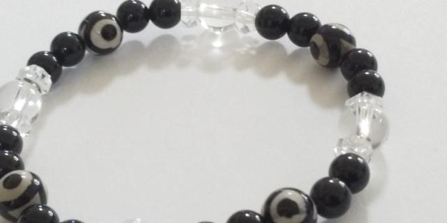 定形外無料*3眼天珠・オニキス・水晶*願いと御守り天然石ブレス < 女性アクセサリー/時計 定形外無料*3眼天珠・オニキス・水晶*願いと御守り天然石ブレス < 女性アクセサリー/時計の