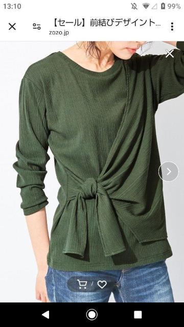 【定価4620円】alotta 前結びリボンニットトップス カーキ サイズLL < 女性ファッション  【定価4620円】alotta 前結びリボンニットトップス カーキ サイズLL < 女性ファッションの