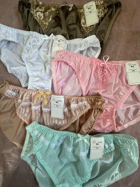 5Lサイズ!5枚セット!光沢ツルツル素材!シフォン使い!色とりどり!エレガント!ショーツ!大きいサイズ!No.X < 女性ファッション  5Lサイズ!5枚セット!光沢ツルツル素材!シフォン使い!色とりどり!エレガント!ショーツ!大きいサイズ!No.X < 女性ファッションの