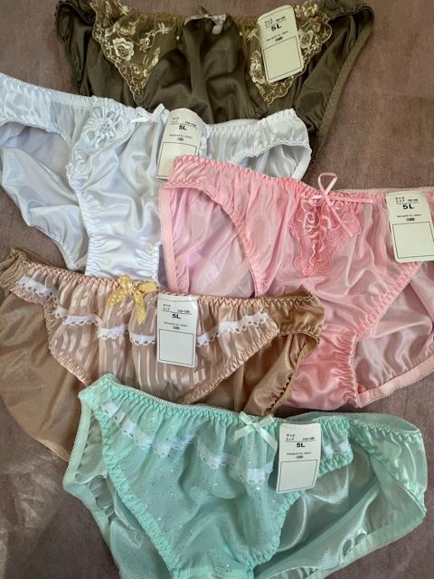 5Lサイズ!5枚セット!光沢ツルツル素材!シフォン使い!色とりどり!エレガント!ショーツ!大きいサイズ!No.X < 女性ファッション  5Lサイズ!5枚セット!光沢ツルツル素材!シフォン使い!色とりどり!エレガント!ショーツ!大きいサイズ!No.X < 女性ファッションの