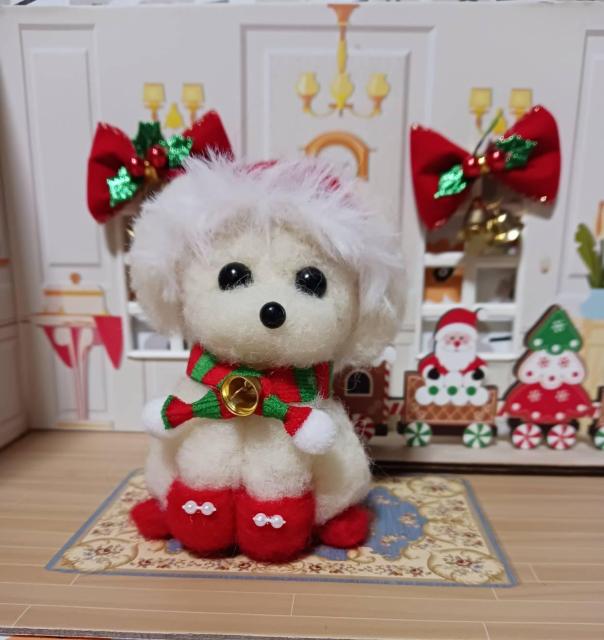クリスマス帽子が似合うマルチーズ 羊毛フェルト < ペット/手芸/園芸 クリスマス帽子が似合うマルチーズ 羊毛フェルト < ペット/手芸/園芸の
