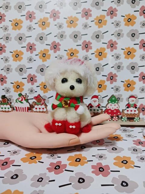 クリスマス帽子が似合うマルチーズ 羊毛フェルト < ペット/手芸/園芸 クリスマス帽子が似合うマルチーズ 羊毛フェルト < ペット/手芸/園芸の