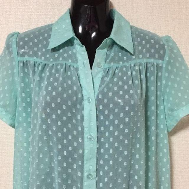 【新品】透け感☆ドット柄シフォン裾リボンブラウス < 女性ファッション  【新品】透け感☆ドット柄シフォン裾リボンブラウス < 女性ファッションの