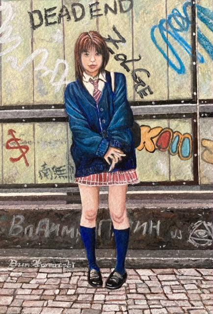 絵画 水彩画 ガッシュ水彩・透明水彩『女子高生』新品・真作保証 原画 < ホビー 絵画 水彩画 ガッシュ水彩・透明水彩『女子高生』新品・真作保証 原画 < ホビーの