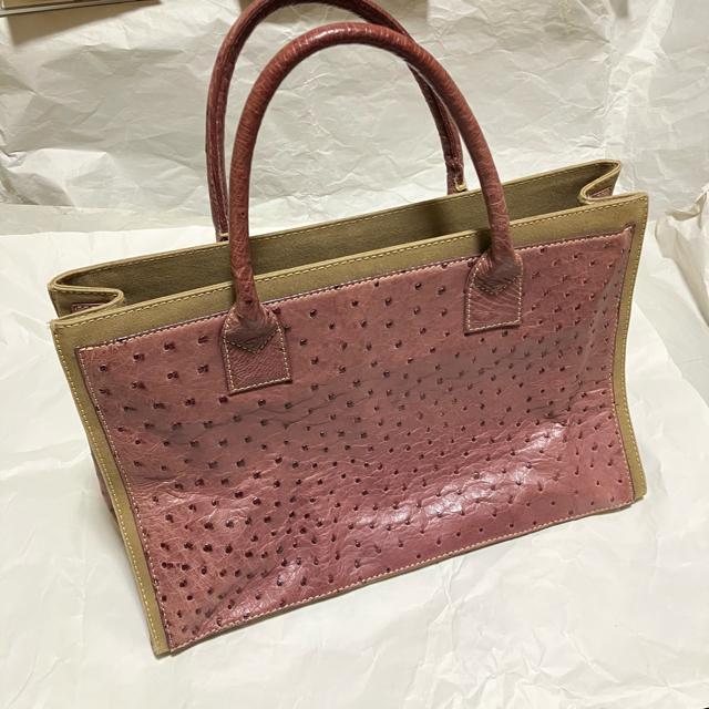 【ヴィンテージ】【ノーブランド扱い】 オーストリッチ / レザー トートバッグ < 女性ファッション  【ヴィンテージ】【ノーブランド扱い】 オーストリッチ / レザー トートバッグ  < 女性ファッションの