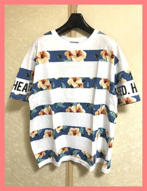 ☆ミルクフェド☆超美品☆完売レア!フレア袖ロゴ花柄ボーダーオーバーサイズTシャツ☆ < ブランド  ☆ミルクフェド☆超美品☆完売レア!フレア袖ロゴ花柄ボーダーオーバーサイズTシャツ☆ < ブランドの
