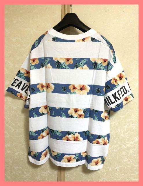 ☆ミルクフェド☆超美品☆完売レア!フレア袖ロゴ花柄ボーダーオーバーサイズTシャツ☆ < ブランド  ☆ミルクフェド☆超美品☆完売レア!フレア袖ロゴ花柄ボーダーオーバーサイズTシャツ☆ < ブランドの