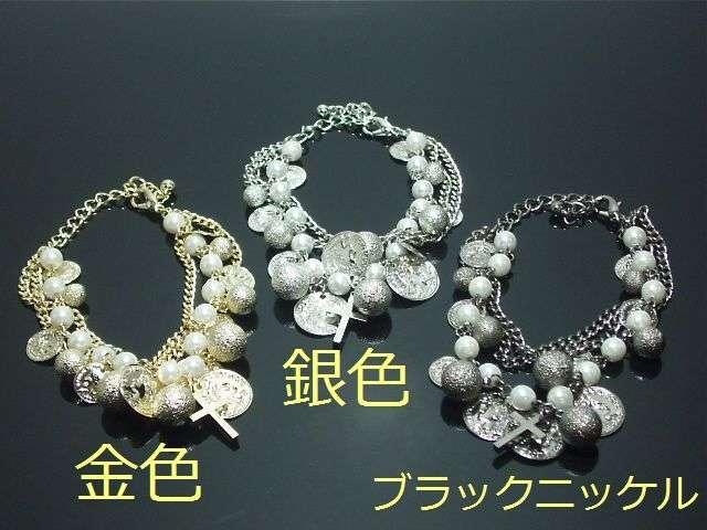 新品コインクロスブレスレット ブラックニッケル ゴスパンクV系 < 女性アクセサリー/時計 新品コインクロスブレスレット ブラックニッケル ゴスパンクV系 < 女性アクセサリー/時計の