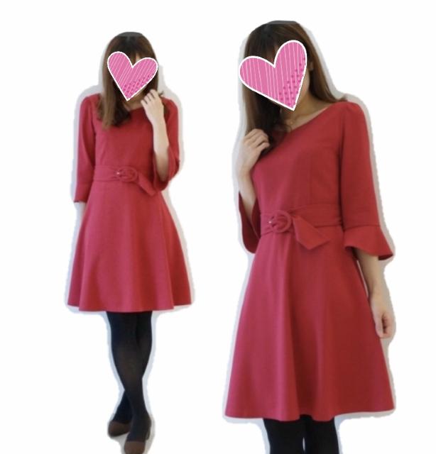 プロポーションPBD〓デートパーティー七分袖ワンピースドレス〓赤(L)新品〓 < ブランド プロポーションPBD〓デートパーティー七分袖ワンピースドレス〓赤(L)新品〓 < ブランドの