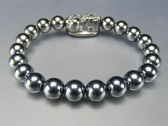 AAA高純度テラヘルツ鉱石約8mm強ヒキュウ彫刻数珠ブレスレット < 女性アクセサリー/時計  AAA高純度テラヘルツ鉱石約8mm強ヒキュウ彫刻数珠ブレスレット < 女性アクセサリー/時計の