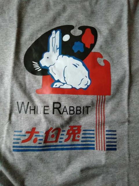 大白兔 WHITE RABBIT 大白兎モチーフTシャツ XLサイズ 男女兼用らしいです 綿100% グレー うさぎ ウサギ < 女性ファッション  大白兔 WHITE RABBIT 大白兎モチーフTシャツ XLサイズ 男女兼用らしいです 綿100% グレー うさぎ ウサギ < 女性ファッションの