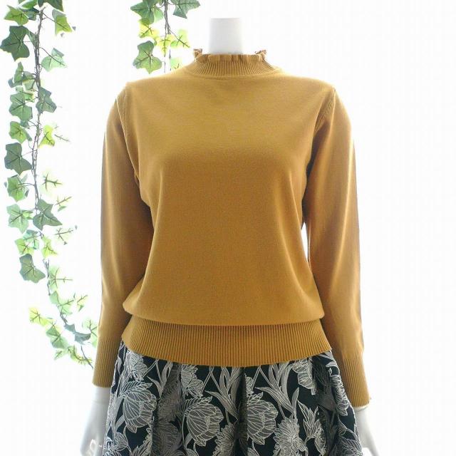 新品 9474 ML フリル ハイネック ニット セーター 秋 冬 くすみマスタード メロウフリル もっちもち ストレッチ < 女性ファッション 新品 9474 ML フリル ハイネック ニット セーター 秋 冬 くすみマスタード メロウフリル もっちもち ストレッチ < 女性ファッションの