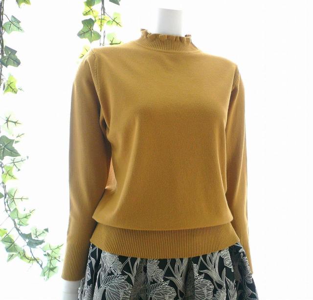 新品 9474 ML フリル ハイネック ニット セーター 秋 冬 くすみマスタード メロウフリル もっちもち ストレッチ < 女性ファッション 新品 9474 ML フリル ハイネック ニット セーター 秋 冬 くすみマスタード メロウフリル もっちもち ストレッチ < 女性ファッションの