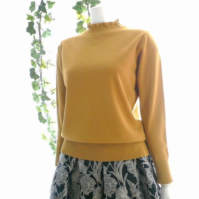 新品 9474 ML フリル ハイネック ニット セーター 秋 冬 くすみマスタード メロウフリル もっちもち ストレッチ < 女性ファッション 新品 9474 ML フリル ハイネック ニット セーター 秋 冬 くすみマスタード メロウフリル もっちもち ストレッチ < 女性ファッションの