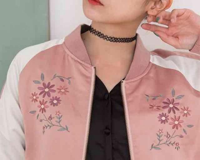 しまむら×mer・花刺繍リバーシブルスカジャン&ブルゾン。ピンク < ブランド しまむら×mer・花刺繍リバーシブルスカジャン&ブルゾン。ピンク < ブランドの