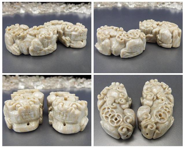 菊花石化石天然石金銭三枚ヒキュウ彫刻品置物ペンダントトップ風水物縁起物 < インテリア/ライフ  菊花石化石天然石金銭三枚ヒキュウ彫刻品置物ペンダントトップ風水物縁起物 < インテリア/ライフの