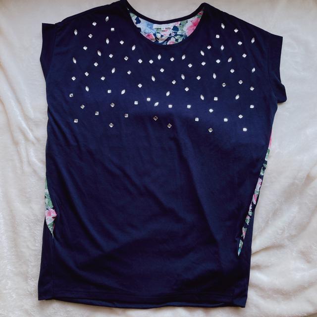 THE SHOP TK 花柄 脇 背中見せ クリスタル ドルマン カットソー F N2m < 女性ファッション  THE SHOP TK 花柄 脇 背中見せ クリスタル ドルマン カットソー F N2m  < 女性ファッションの