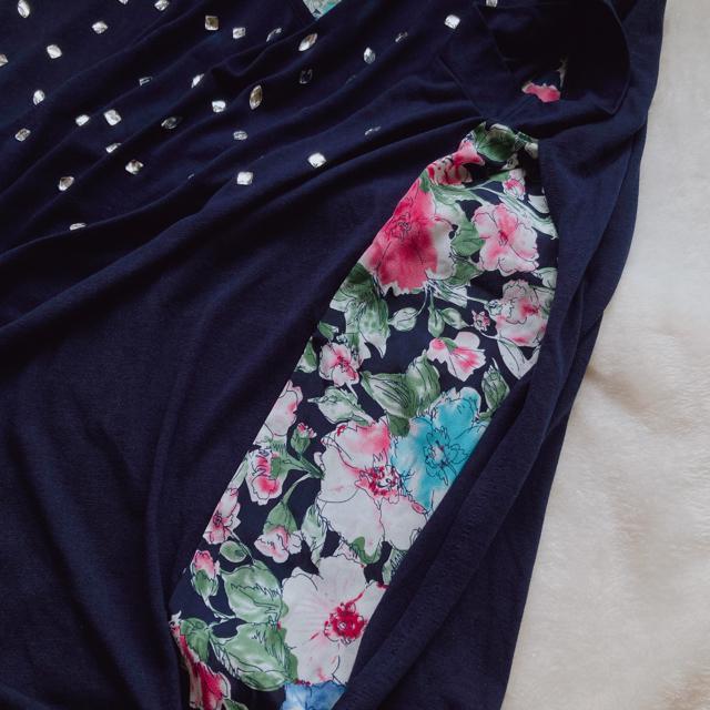 THE SHOP TK 花柄 脇 背中見せ クリスタル ドルマン カットソー F N2m < 女性ファッション  THE SHOP TK 花柄 脇 背中見せ クリスタル ドルマン カットソー F N2m < 女性ファッションの