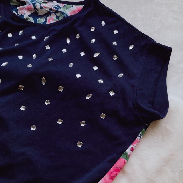 THE SHOP TK 花柄 脇 背中見せ クリスタル ドルマン カットソー F N2m < 女性ファッション  THE SHOP TK 花柄 脇 背中見せ クリスタル ドルマン カットソー F N2m < 女性ファッションの