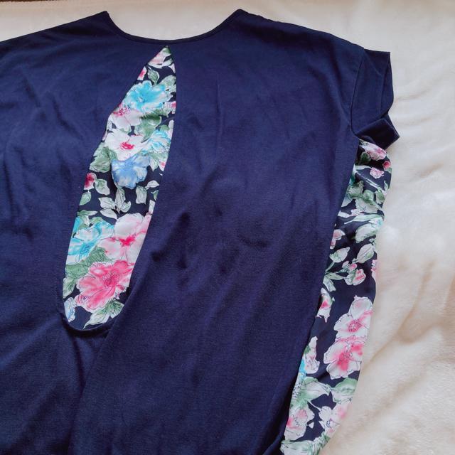 THE SHOP TK 花柄 脇 背中見せ クリスタル ドルマン カットソー F N2m < 女性ファッション  THE SHOP TK 花柄 脇 背中見せ クリスタル ドルマン カットソー F N2m < 女性ファッションの