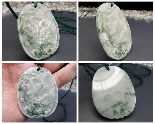 飛龍乗雲彫り良質ひすい本翡翠天然石ネックレス出世仕事運財運 < 男性アクセサリー/時計  飛龍乗雲彫り良質ひすい本翡翠天然石ネックレス出世仕事運財運 < 男性アクセサリー/時計の