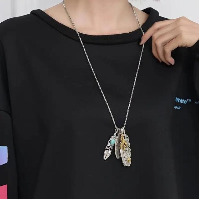 爆ヤス価格590円★4個のファッションエクスプローシブフェザーネックレス、メンズトレンディなホップストリートペンダント < 男性アクセサリー/時計  爆ヤス価格590円★4個のファッションエクスプローシブフェザーネックレス、メンズトレンディなホップストリートペンダント < 男性アクセサリー/時計の