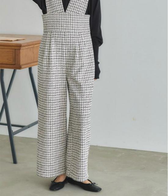 新品☆titivate(ティティベイト)ハイウエストツイードオールインワン/サロペット☆ < ブランド 新品☆titivate(ティティベイト)ハイウエストツイードオールインワン/サロペット☆ < ブランドの