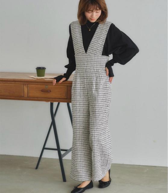 新品☆titivate(ティティベイト)ハイウエストツイードオールインワン/サロペット☆ < ブランド 新品☆titivate(ティティベイト)ハイウエストツイードオールインワン/サロペット☆ < ブランドの