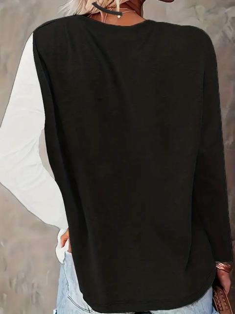 超お買い得1690円★抽象的なグラフィック プリント ジップ フロント T シャツ、春と秋 USAサイズS(日本サイズL相当) < 女性ファッション  超お買い得1690円★抽象的なグラフィック プリント ジップ フロント T シャツ、春と秋 USAサイズS(日本サイズL相当) < 女性ファッションの