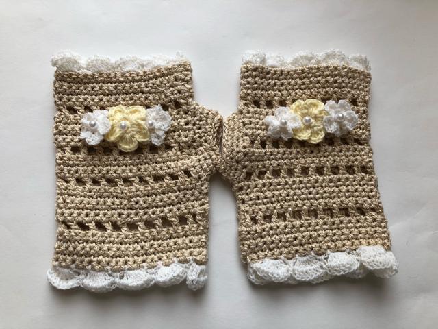 ハンドメイド ハンドウォーマー 春夏用 日焼け止め レース糸 < 女性ファッション  ハンドメイド ハンドウォーマー 春夏用 日焼け止め レース糸  < 女性ファッションの