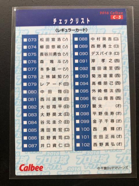 2016カルビー野球第2弾/C-5・千葉ロッテマリーンズ・井上チェックリストカ−ド < トレーディングカード  2016カルビー野球第2弾/C-5・千葉ロッテマリーンズ・井上チェックリストカ−ド < トレーディングカードの