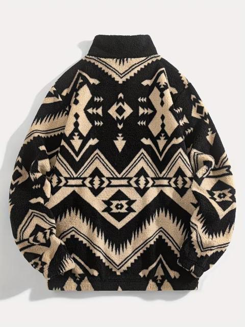超お買い得3390円★メンズスタンドカラー&ルーズフィットフリースプルオーバー。エスニック柄 USAサイズM(日本サイズXL相当) < 男性ファッション 超お買い得3390円★メンズスタンドカラー&ルーズフィットフリースプルオーバー。エスニック柄 USAサイズM(日本サイズXL相当) < 男性ファッションの