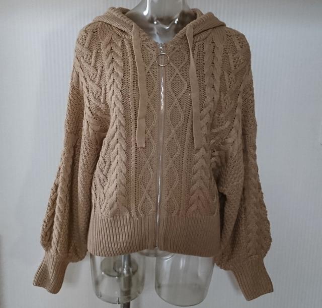 DAISY MERRY★ケーブル編み ニット ジップ パーカー < 女性ファッション DAISY MERRY★ケーブル編み ニット ジップ パーカー < 女性ファッションの