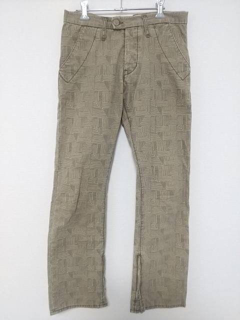 SLOWGUN 裾ファスナー 総柄 パンツ ベージュ スロウガン ドメスティック 日本製 メンズ 中古 服 古着 < 男性ファッション  SLOWGUN 裾ファスナー 総柄 パンツ ベージュ スロウガン ドメスティック 日本製 メンズ 中古 服 古着  < 男性ファッションの