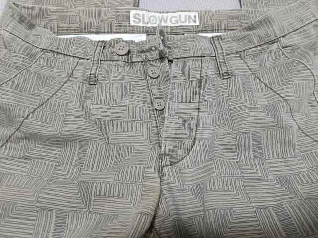 SLOWGUN 裾ファスナー 総柄 パンツ ベージュ スロウガン ドメスティック 日本製 メンズ 中古 服 古着 < 男性ファッション  SLOWGUN 裾ファスナー 総柄 パンツ ベージュ スロウガン ドメスティック 日本製 メンズ 中古 服 古着 < 男性ファッションの