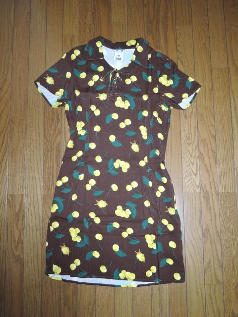 �V�i X-girl �G�b�N�X�K�[�� �`�F���[�� �����s�[�X 2 ���F CHERRY LACE-UP DRESS ���[���� �� �u�����h�� 