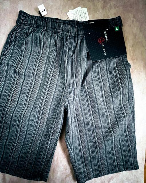 Lサイズ!高貴紳士的!サラッとしじら織り!涼しい素材!和のくつろぎ!ハーフパンツ!両サイド!ポケット付き!濃紺系色合い! < 男性ファッション Lサイズ!高貴紳士的!サラッとしじら織り!涼しい素材!和のくつろぎ!ハーフパンツ!両サイド!ポケット付き!濃紺系色合い! < 男性ファッションの