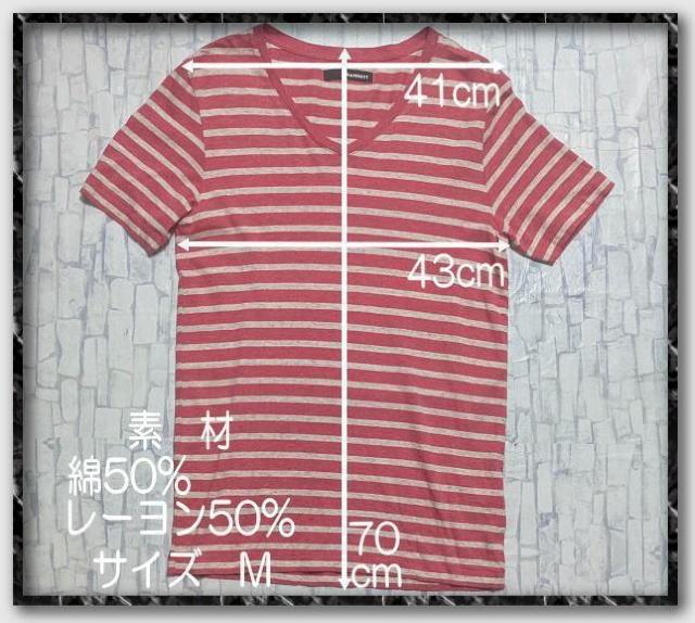 ハムネット VネックボーダーTシャツ 赤×白 < ブランド ハムネット VネックボーダーTシャツ 赤×白 < ブランドの