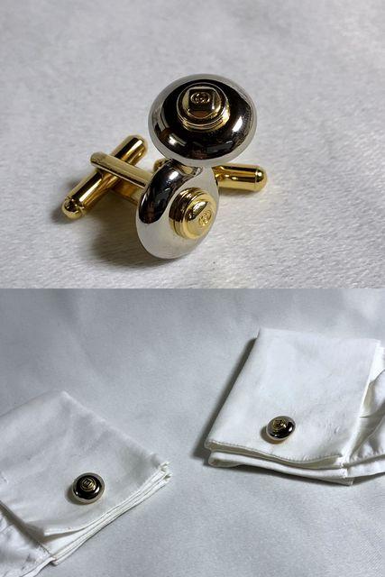 正規美 GUCCIグッチ インターロッキング 立体GGロゴカフス 銀×金 カフリンクス ボタン < ブランド  正規美 GUCCIグッチ インターロッキング 立体GGロゴカフス 銀×金 カフリンクス ボタン < ブランドの