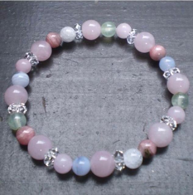 ローズクォーツxインカローズxブルーレースxプレナイトブレス < 女性アクセサリー/時計 ローズクォーツxインカローズxブルーレースxプレナイトブレス < 女性アクセサリー/時計の