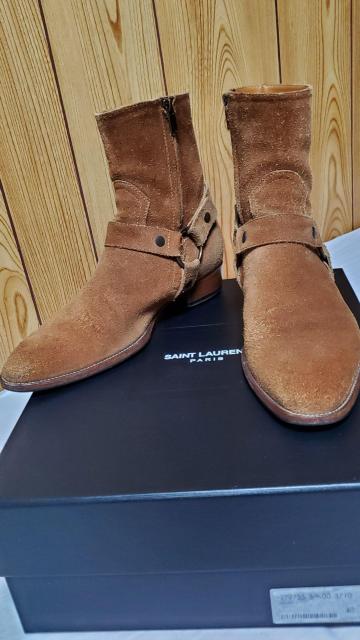 正規 サンローランパリ ワイアット ハーネスリングヒールブーツ 茶 40 ブラウンスエードレザー YSL クラシック 付属○保証書 < ブランド  正規 サンローランパリ ワイアット ハーネスリングヒールブーツ 茶 40 ブラウンスエードレザー YSL クラシック 付属○保証書 < ブランドの