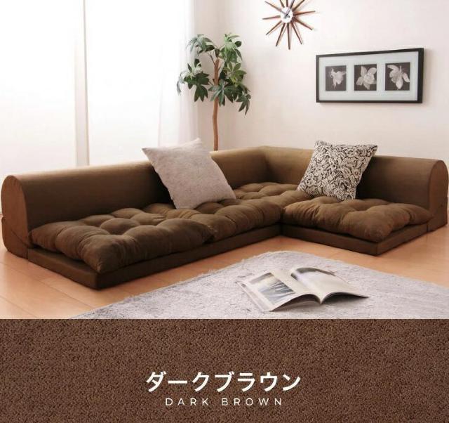 コーナーソファ ダークブラウン 3人掛け カウチソファ ソファベッド 日本製 < インテリア/ライフ コーナーソファ ダークブラウン 3人掛け カウチソファ ソファベッド 日本製 < インテリア/ライフの